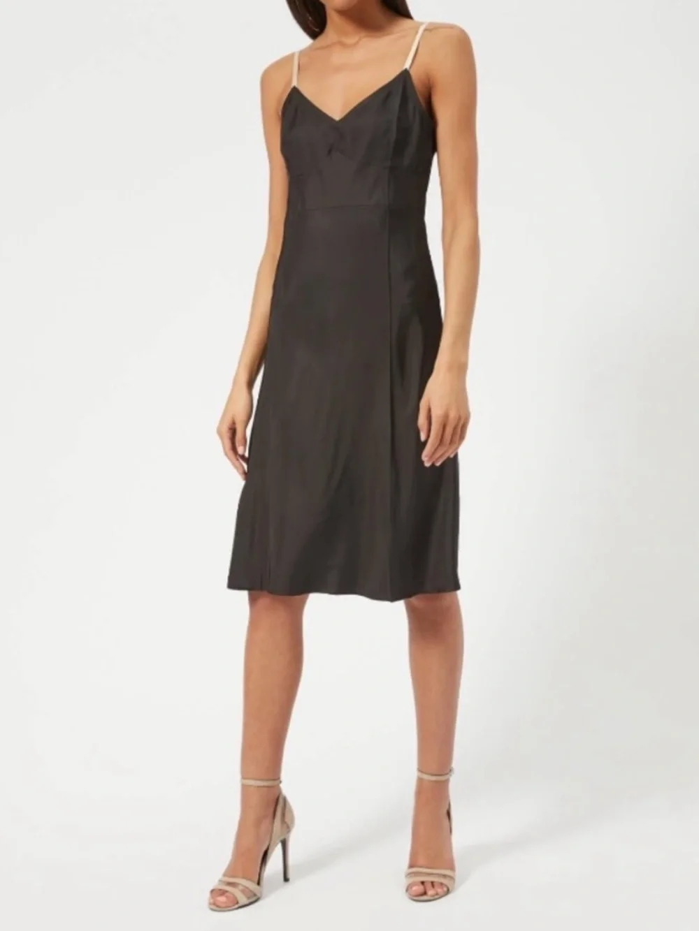 Helmut‎ Lang || Compact Viscose Slip Dress Slinky Satin Cocktail Black 4
